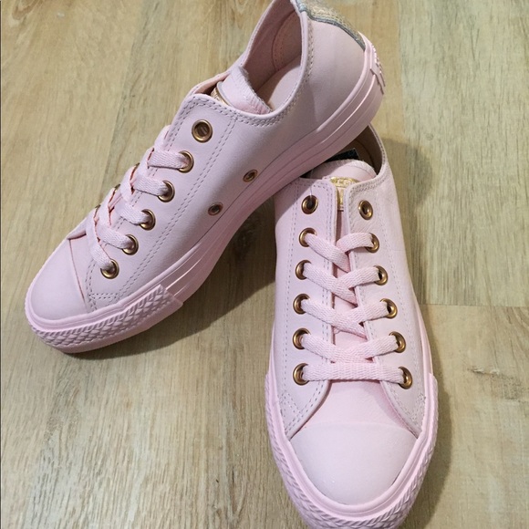 converse all star low leather rose gold